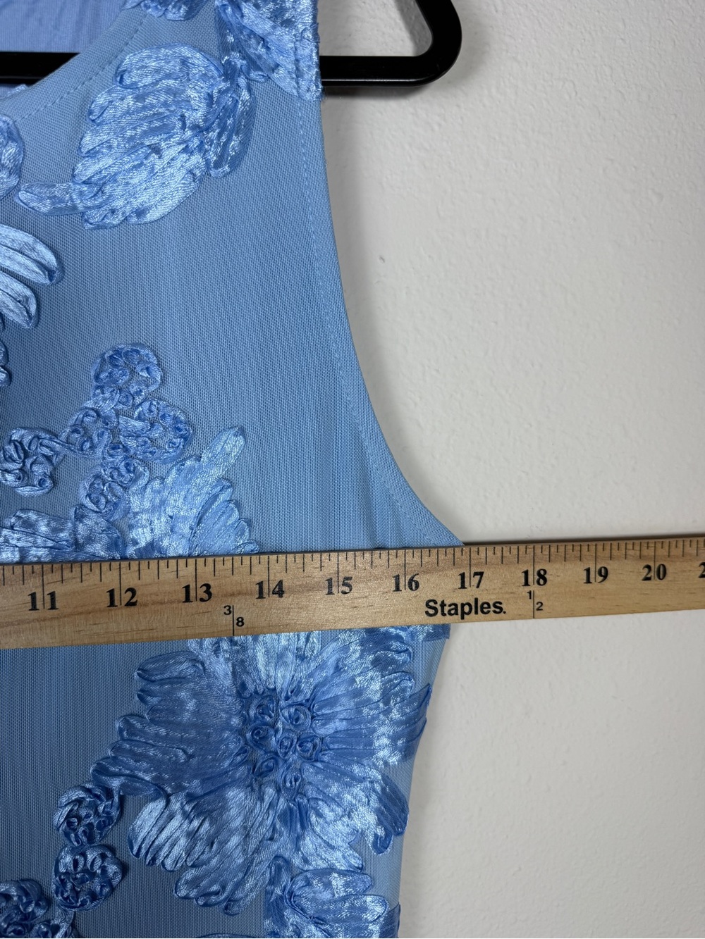 NWT ZESICA Womens M Light Blue 3D Floral Applique Mesh Maxi Dress Wedding Guest - Picture 7 of 11